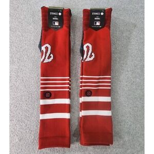 Lot Of 2 Washington Nationals MLB Socks OTC Mens L (9-13) Red Stance Diamond Pro